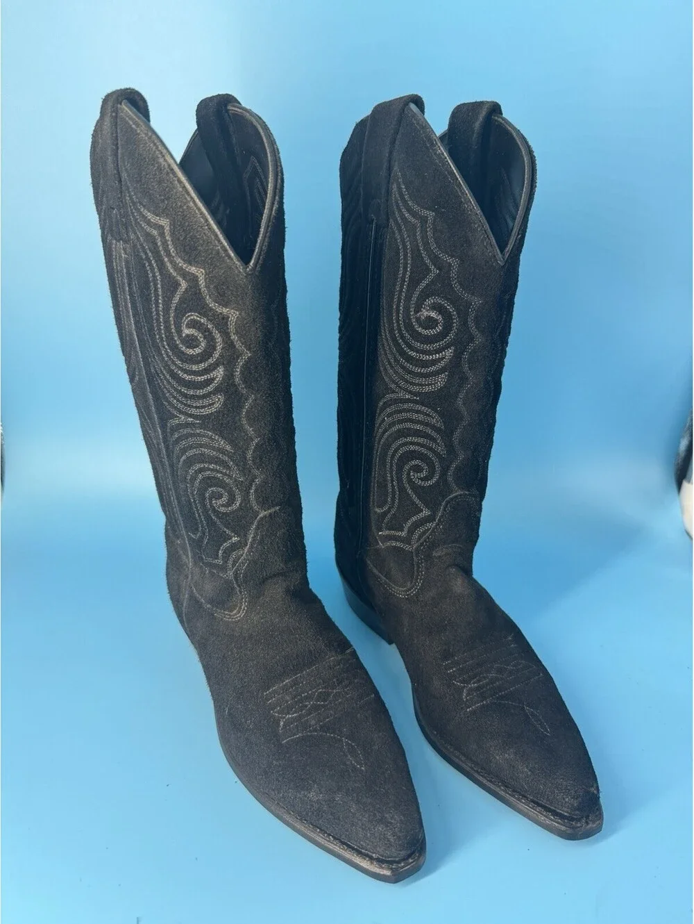 Vittorio Ricci Studio Womens Size 6 Black Suede Western Cowboy Boots Leather